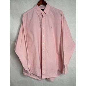 Ralph Lauren Golf Tilden Shirt Mens L Pink Long Sleeve Button Front Cotton Check
